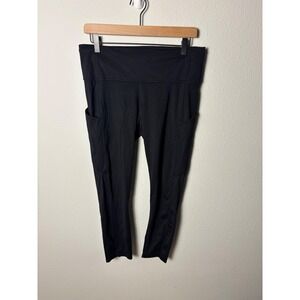 Lululemon Fast and Free High-Rise Crop II 23 Non-Reflective Black Leggings 12